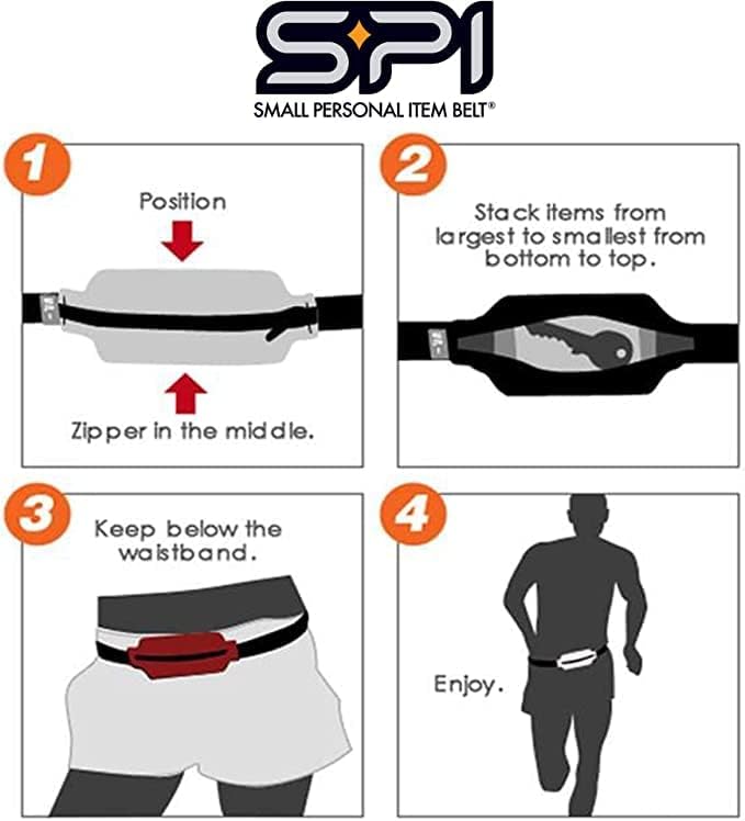 SPIbelt Running Belt for Women Men, Phone Holder for Running, Running Fanny Pack, Holder for Phone, Running Waist Pack, Adjustable Waist, [Fits All Phones]. No Logo Band, Black with Black Zipper-StrideForce Fitness