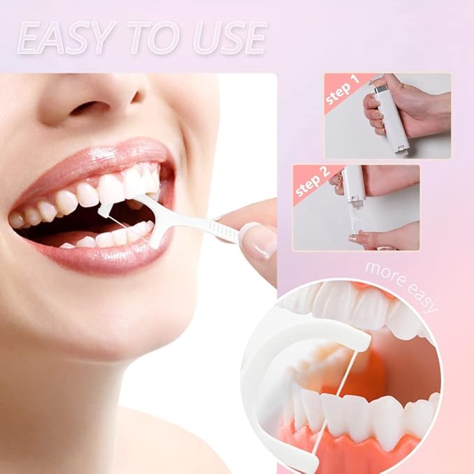 Portable Floss Dispenser with 100 Pcs Dental Floss, Dental Floss Dispenser Dental Floss Picks Case,Portable Automatic Floss Dispenser Floss Organizer Travel Floss Case (Pink-3PCS)