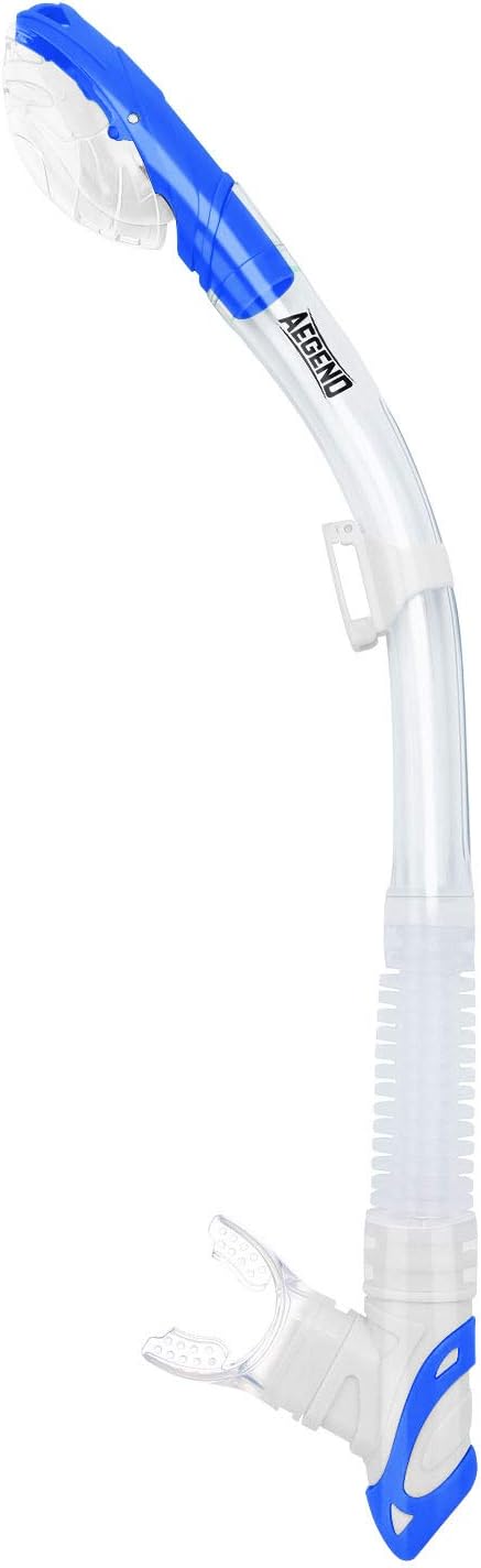 Aegend Dry Snorkel, Dive Mask Easy-Breath Free Diving Snorkel for Snorkeling Scuba Diving Freediving Swimming, with Top Dry Valve and Food-Grade Silicone Mouthpiece-StrideForce Fitness