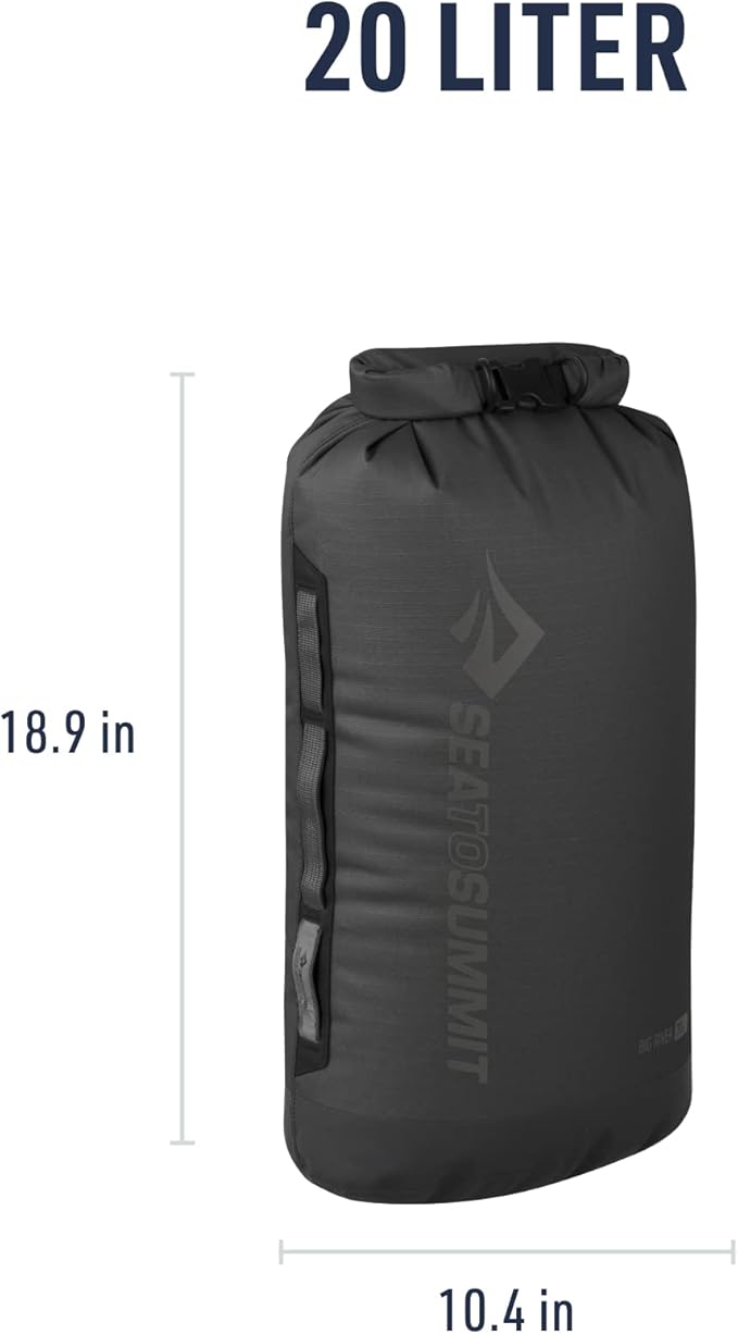 Sea to Summit Big River Dry Bag, Heavy-Duty Dry Storage, 20 Liter, Jet Black-StrideForce Fitness