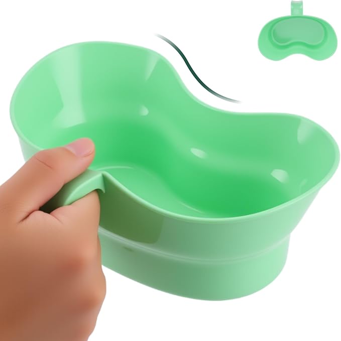 Emesis Basin with Wide Mouth & Handle - Bed Mouthwash Cup Kidney Shape Large with Handle, Patient Toothbrush Cup BPA-Free Plastic Vomit Cup for Elderly Bedridden Patients and Teeth Cleaning