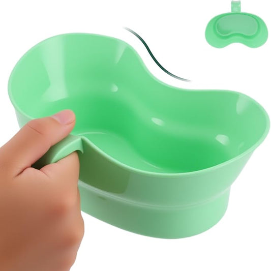 Emesis Basin with Wide Mouth & Handle - Bed Mouthwash Cup Kidney Shape Large with Handle, Patient Toothbrush Cup BPA-Free Plastic Vomit Cup for Elderly Bedridden Patients and Teeth Cleaning