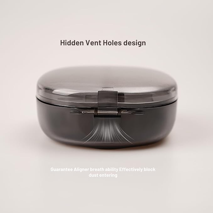 Retainer Case, Aligner Cases for Invisalign, Retainer Holder Case with Removal Tools& Aligners Chewies & Brush, Removable Inner Tray Silicone for Easy Cleaning - Pink