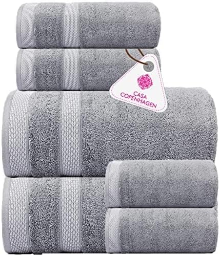 CASA COPENHAGEN, Designed in Denmark, 600 GSM, Hand Towels 16x28 Inches, Set of 10 - Grey Violet, Super Soft and Absorbent, Egyptian Cotton Towels for Bathroom & Kitchen-StrideForce Fitness