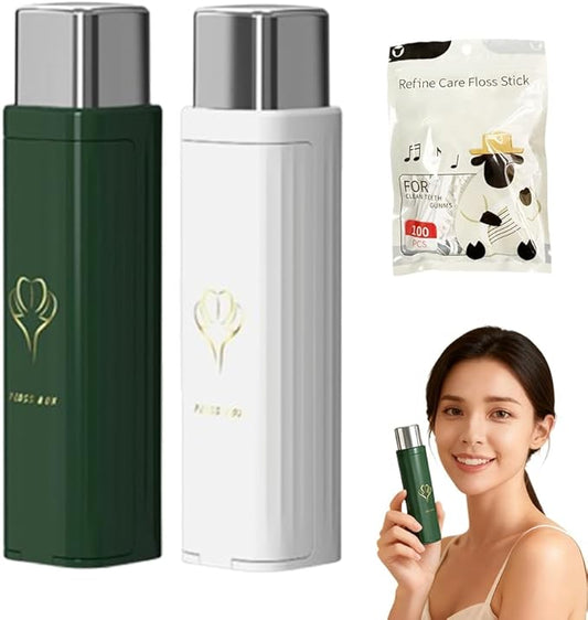 Portable Floss Dispenser with 100 Pcs Dental Floss, Dental Floss Dispenser Dental Floss Picks Case, Automatic Floss Dispenser Floss Organizer for Family Travel (2pcs A)