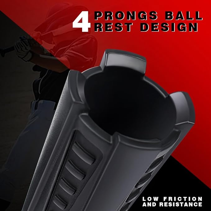 4-Prongs Ball Rest Batting Tee for Baseball and Softball， 23" to 44" Adjustable Baseball Tees for Hitting，Heave Duty Base Baseball Tee （No Included The Baseball）-StrideForce Fitness