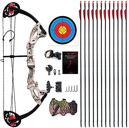 Compound Bow Archery for Youth and Beginner, Right Handed,19”-28” Draw Length,15-29 Lbs Draw Weight, 260 fps-StrideForce Fitness