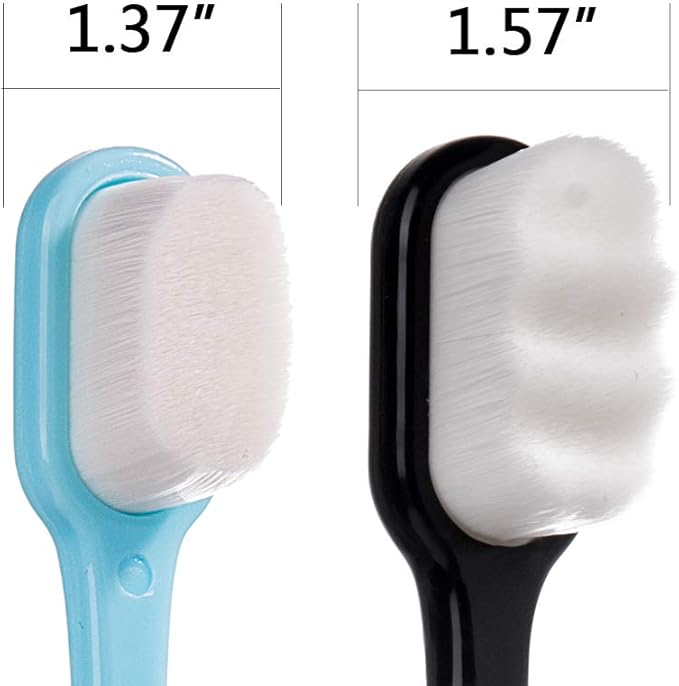 DI QIU REN Extra Soft Toothbrush for Sensitive Gums, Manual Toothbrush with 8 Tubes of 10000 Soft Floss Bristle for Gum Care, Protect Fragile Gums Good Cleaning Effect (Blue & Pink)