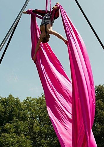 DASKING Aerial Silks Starter Kit - Durable 11Yards of Aerial Yoga Hammock with Hardware, Aerial Swing for Acrobatic Flying Yoga & All Levels (Aerial Rigging Point Up to 14ft)-StrideForce Fitness