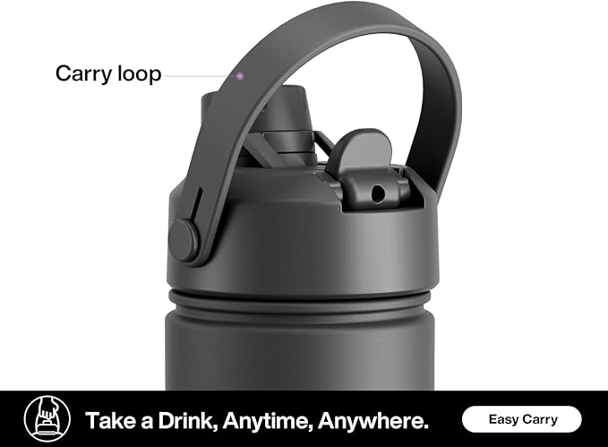 26 oz Insulated Water Bottle with 2-in-1 Straw and Spout Lid, Keep Cold 24H, Leak-Proof, Fits in Car Cup Holder, Stainless Steel Water Bottle for Sports, Travel, and School (Dark Knight)-StrideForce Fitness