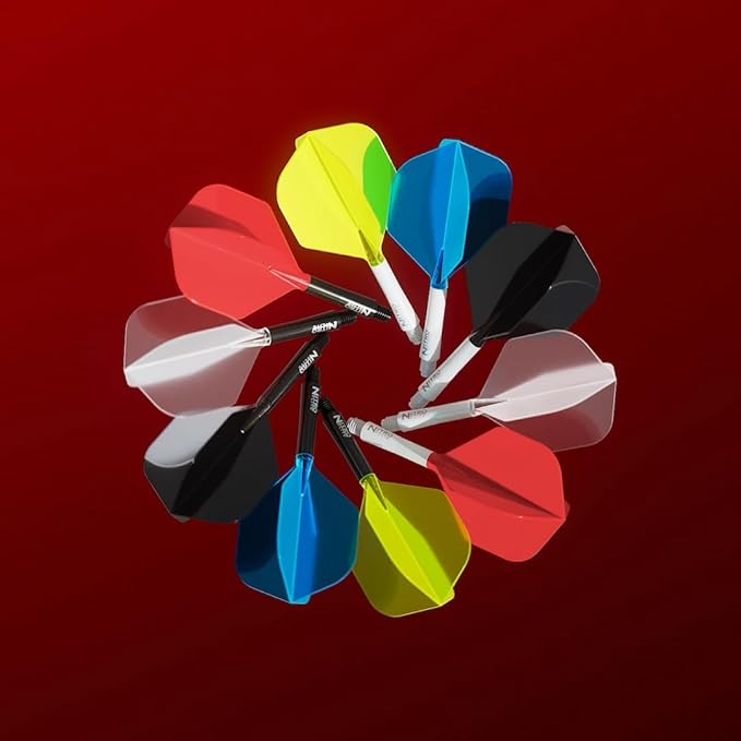 RED DRAGON Darts – Nitro Flite Integrated Flight & Shaft System – No.2 Shape and Design - Available in Short, Intermediate & Medium - Available in Variety of Colours - Professional Darts Accessories-StrideForce Fitness