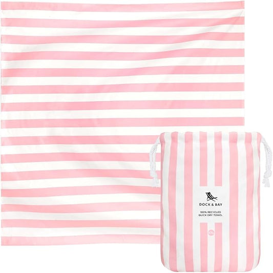 Dock & Bay Quick Drying Towel - for Sports & Gym - Compact, Lightweight - 100% Recycled - Includes Bag - Cabana Light - Malibu Pink, Double Extra Large (180x200cm, 70x78)-StrideForce Fitness