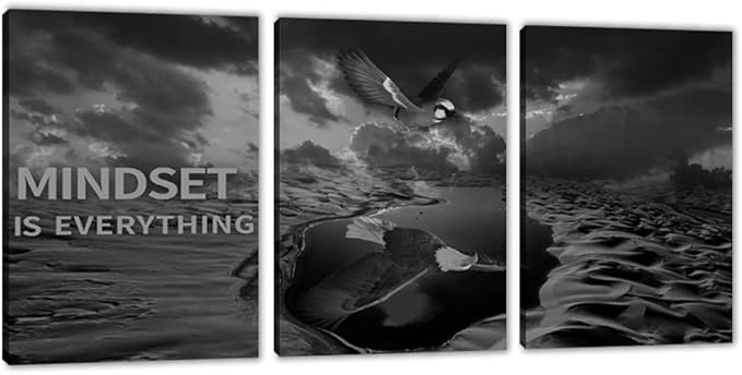 Yetaryy 3 Panels Inspirational Canvas Painting Motivational Wall Art Success Framed Poster Grind Hustle Positive Quotes Wall Poster Office Inspirational Wall Decor 36''W x 16''H (Animals-HeiYing-3S)-StrideForce Fitness