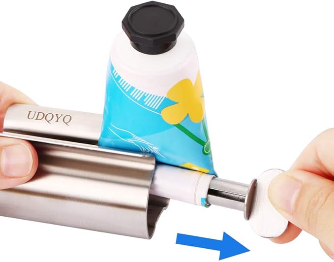 Toothpaste Squeezer - Metal Tube Squeezer Stainless Steel Tube Wringer UDQYQ Toothpaste seat Holder Stand (Silver)