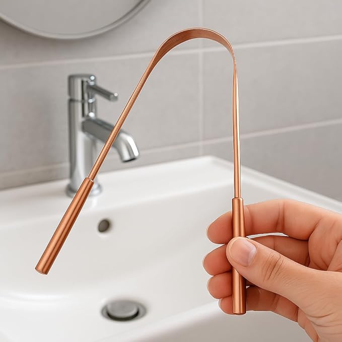 MeeRoh 100% Pure Copper Tongue Scraper Cleaner – 2 Pack – Natural Breath Freshener, Durable & Eco-Friendly Copper Tongue Cleaner