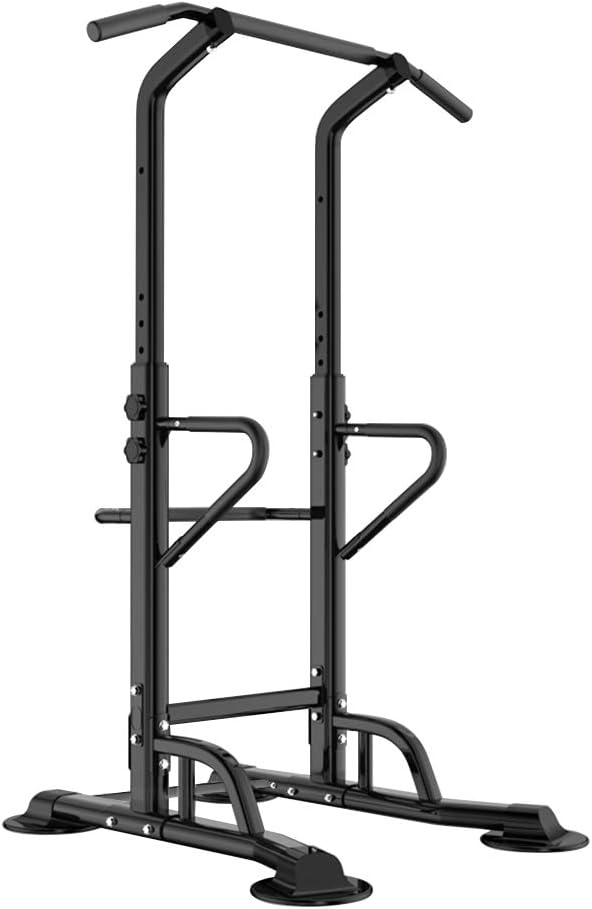 sogesfurniture Tower Adjustable Height Pull Up and Dip Station Multi-Function Home Strength Training Fitness Workout Station Sturdy Chin-Up Bar Stand Dip Station-StrideForce Fitness