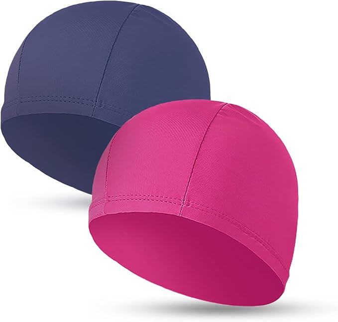 2pcs Cloth Swim Caps for Both Women & Men & Kids Fabric Durable Non-Waterproof Elastic Swimming Pool Cap Bathing Cap for Long and Short Hair-StrideForce Fitness