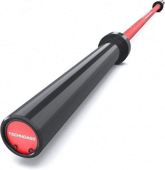 TECHNOAGE 7FT Olympic Barbell Olympic Bar Solid Chrome Barbell 700LBS Load Capacity(2-Inch Plate) for Weightlifting, Squats, Dead-Lifts, Presses, and Lunges-StrideForce Fitness