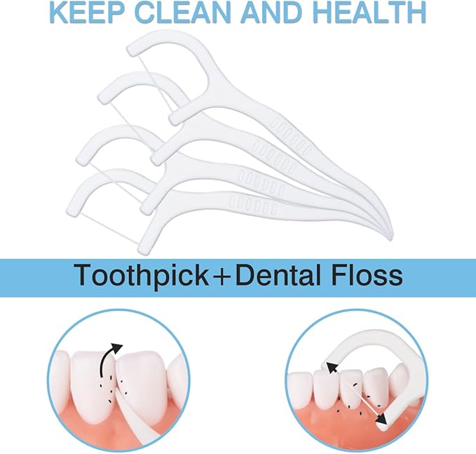 600 Count Dental Floss Picks – Toothpicks for Deep Cleaning, Comfortable Handle to Care Teeth Clean Flat Wire – 50 Pack with Picks Per Portable Case for Family