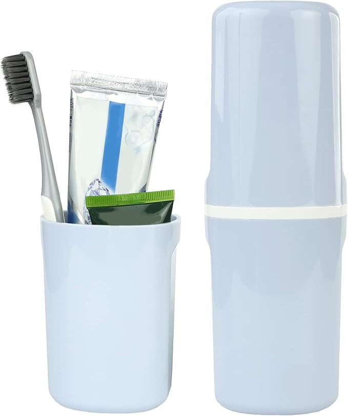Surblue Travel Toothbrush Case Detachable Toothbrush Holder with Cover Portable Toothbrush Container for Vacation Camping Dorm Bathroom,Blue
