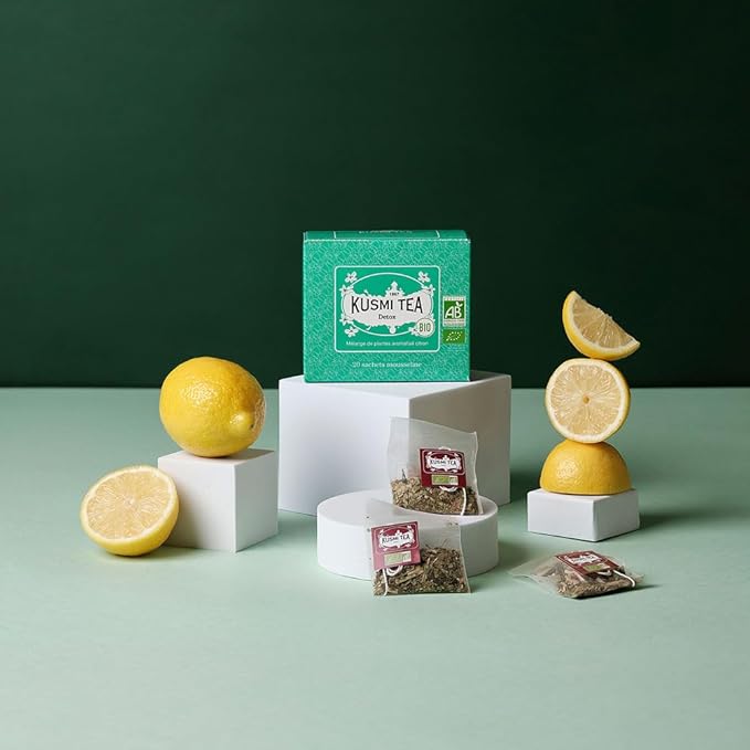 Kusmi Tea - Detox - Organic Blend of Green Tea, Mate & Lemon - Lemongrass, Rose Hip and Lemon Flavours - Enjoy Hot or Iced - Exotic Infusion Perfect for Tea Lovers - 20 Tea Bags-StrideForce Fitness
