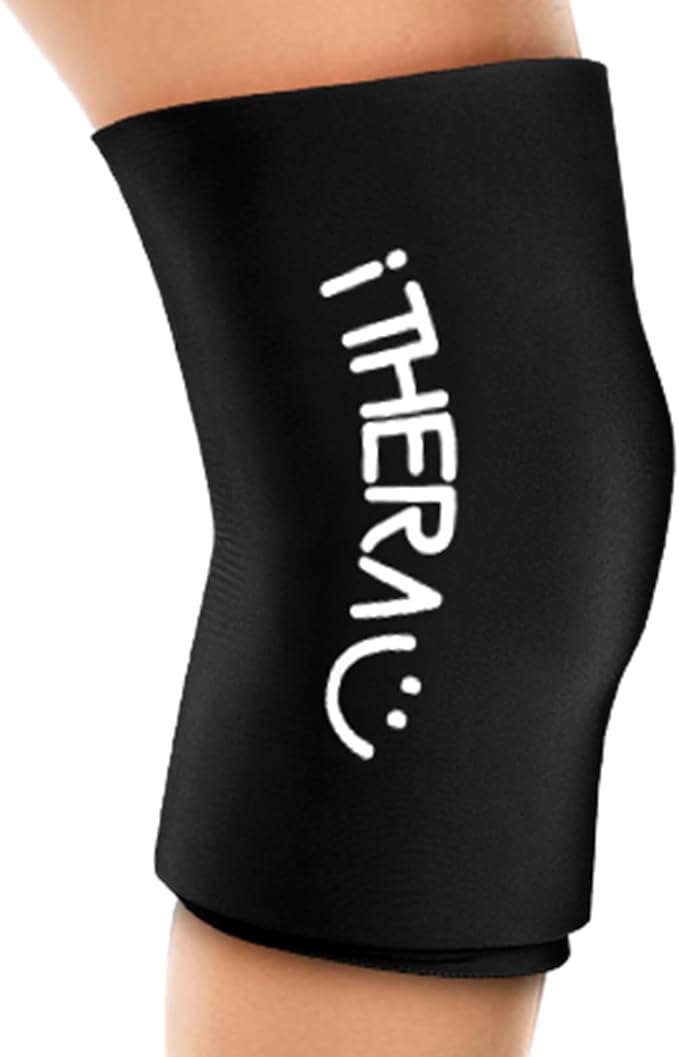 iTHERAU Knee Ice Pack Wrap, Reusable Gel Cold Pack with Cold/Hot Therapy, Cold Compression Sleeve for Elbow, Knee, Calf & Ankle for Pain Relief, Swelling, Surgery, Sports Injuries -Black, L-StrideForce Fitness