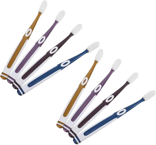 8PCS Soft Bristle Toothbrushes for Adults Family Pack Silicone Heads with Ultra-Soft Bristles Gentle Sensitive Teeth and Gums Portable Travel Tooth Brushes in Colors
