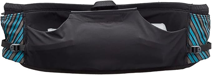 Nathan Running Belt Pinnacle Hydration Waistbelt/WaistPack. Includes Soft Flask, Storage, Zipper Pocket. For Running, Hiking Fanny Pack. No Bounce! (XXS/XS, Black/Blue)-StrideForce Fitness