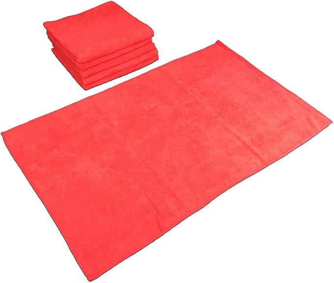 Arkwright Microfiber Gym Towel - Pack of 12 - Super Soft, Quick Dry Workout Sweat Towels, 300 GSM Lightweight & Absorbent for Sports, Working Out, Yoga, and Spa, 16 x 27 in, Red-StrideForce Fitness