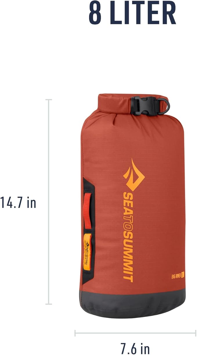 Sea to Summit Big River Dry Bag, Heavy-Duty Dry Storage, 8 Liter, Picante Red-StrideForce Fitness