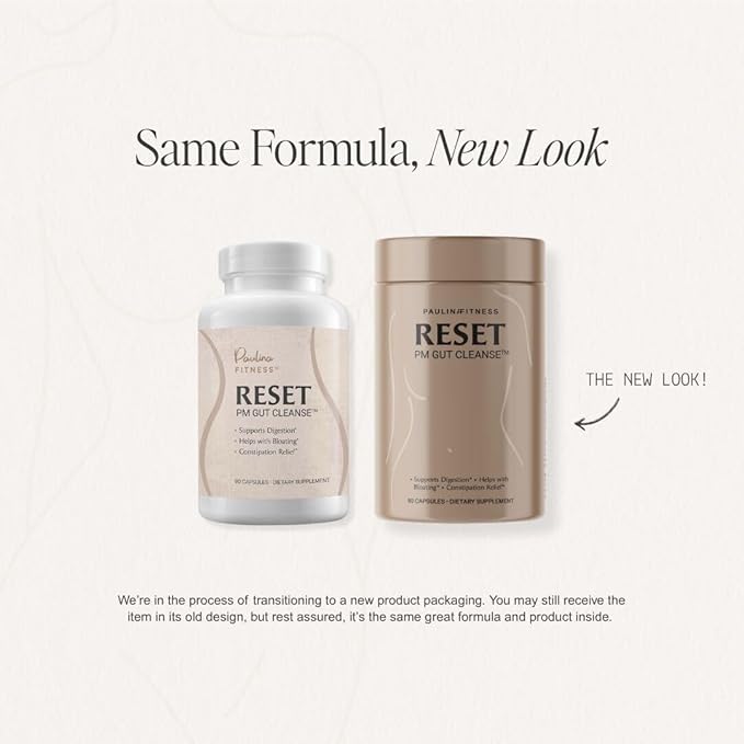 Paulina FITNESS Reset Overnight Digestive Aid, Bloating Relief, & Gut Health Supplement | Natural Detox & Digestive Cleanse to Support Weight Management and Relieve Constipation | 90 Capsules-StrideForce Fitness