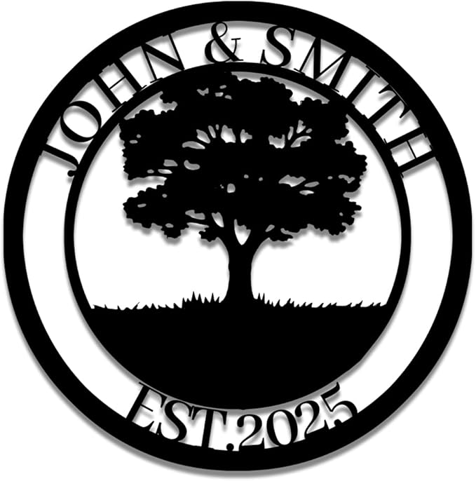 Tree of Life Metal Name Sign | Custom Metal Signs | Personalized Wall Art | Wedding Gift Indoor Decor Gift for Women, Men, Wife, Parents, Couple-StrideForce Fitness