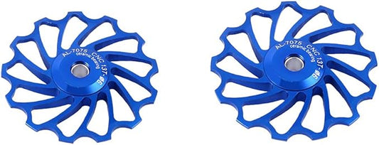 Alomejor 2pcs Rear Derailleur Pulley Wheel Ceramic Rear Derailleur Roller for Mountain Road Bike(13T Blue)-StrideForce Fitness