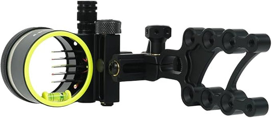 Archery 5-Pin Bow Sight - 0.019" Fiber, Brass Pin, Aluminum Machined - Right and Left Handed, with Hi-Vis Level for Archery, Hunting, Shooting-StrideForce Fitness