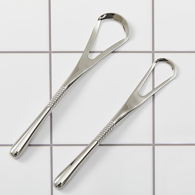 IBANCOOL Tongue Scraper – 316L Stainless Steel Tongue Cleaner with Ergonomic Design to Minimize Gag Reflex, Deep Cleaning Tool, Made in Korea (Basic type for Teens)
