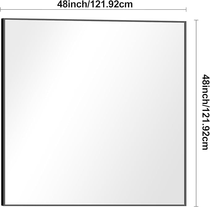 Bathroom Mirror,48x48 inch Large Wall Mirror for Bathroom Wall Mounted,Black Rectangle Wall Mirrors,Square Mirror for Living Room,Farmhouse, Bedroom Entryway, Horizontal/Vertical-StrideForce Fitness