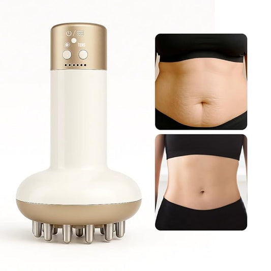 Lymphatic Drainage Massager & Anti Cellulite Massage Tool, Reduce Stretch Marks & Cellulite, for Legs, Arms & Belly, Body Sculpting Machine with Microcurrent, Light, Heat & Vibration,White-StrideForce Fitness