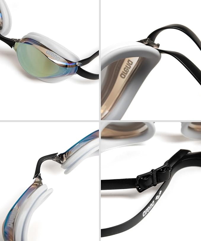 ARENA Unisex Python Racing Swim Goggles for Men and Women Anti-Fog No Leak Max Comfort Dual Strap, Mirror/Non-Mirror Lens-StrideForce Fitness