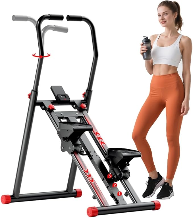 Stair Stepper for Home Gym Exercise, New Version Vertical Climber Machine for Full-Body Workout,Resistance Three-Speed Adjustment, Compact Folding Cardio Exercise Climber-StrideForce Fitness