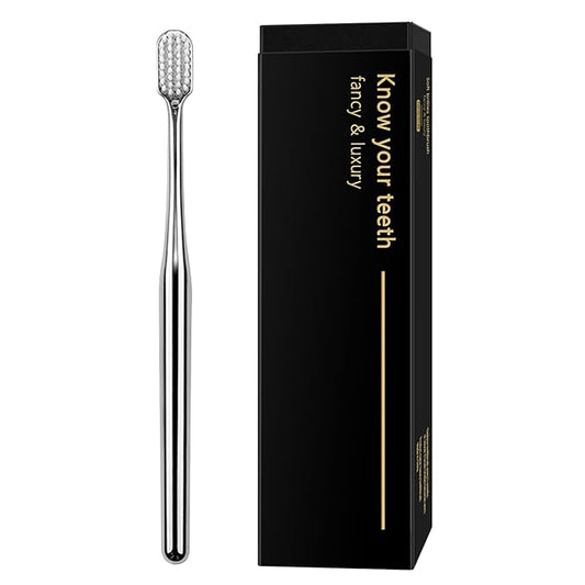Z-VAPRESS Luxury Silver Manual Toothbrush Soft Bristles Better Gift Elegant Electroplated Design Perfect for Home, Hospitality or Travel Toothbrushes for Sensitive Teeth