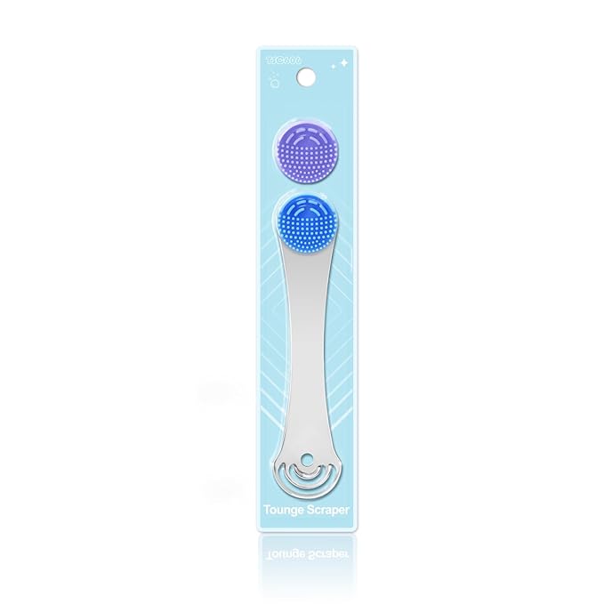 Tongue Scraper for Adults, 3-Layer Stainless Steel Tongue Scraper Metal Tongue Cleaner Tongue Scrubber, Reduce Bad Breath, with Soft Silicone Tongue Brush