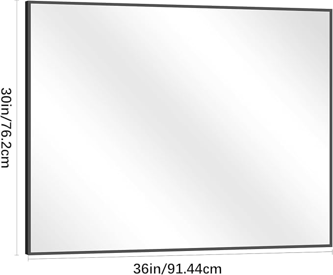 Black Bathroom Mirror for Wall, 30x36 Inch Rectangle Mirrors with Metal Frame, Modern Vanity Wall Mirror Decor for Entryway Hangs, Bathroom Living Room Horizontal or Vertical-StrideForce Fitness