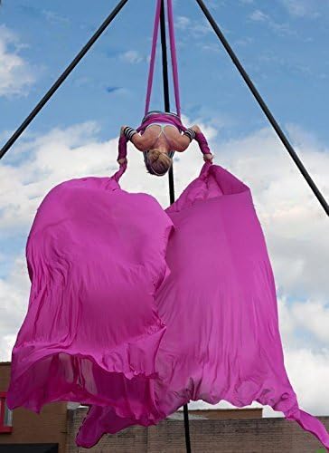 DASKING Aerial Silks Starter Kit - Durable 11Yards of Aerial Yoga Hammock with Hardware, Aerial Swing for Acrobatic Flying Yoga & All Levels (Aerial Rigging Point Up to 14ft)-StrideForce Fitness