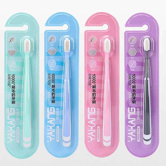 Special Soft Adult Toothbrush with 10000 Micro Nano Bristles, Compact Head & 4-Piece Set, for Sensitive Teeth & Gum Recession, Single Layer Independent Packaging