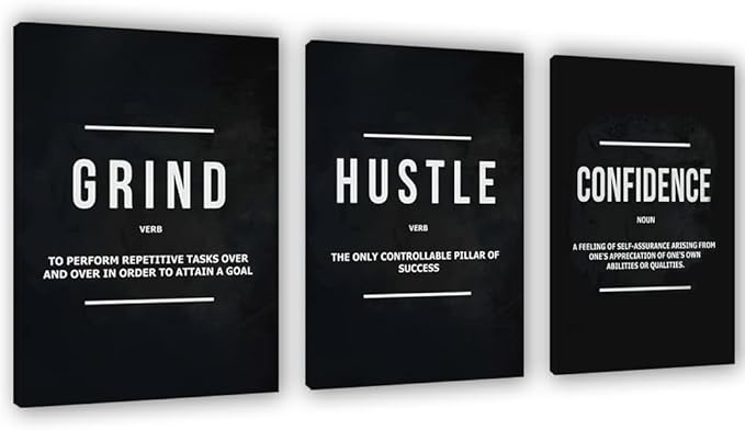 Yetaryy Motivational Poster Inspirational Wall Art 3 Pieces Canvas Painting Lion Artwork for Living Room Office Modern Home Decor Prints Pictures Wall Decor Framed Ready to Hang [36''Wx 16''H]-StrideForce Fitness