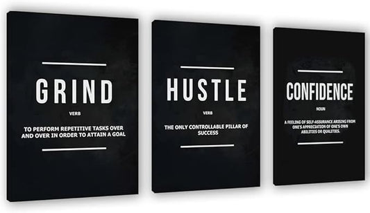 Yetaryy Motivational Poster Inspirational Wall Art 3 Pieces Canvas Painting Lion Artwork for Living Room Office Modern Home Decor Prints Pictures Wall Decor Framed Ready to Hang [48''Wx 24''H]-StrideForce Fitness