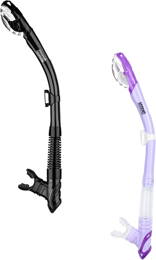Aegend Dry Snorkel, Dive Mask Easy-Breath Free Diving Snorkel for Snorkeling Scuba Diving Freediving Swimming, with Top Dry Valve and Food-Grade Silicone Mouthpiece-StrideForce Fitness