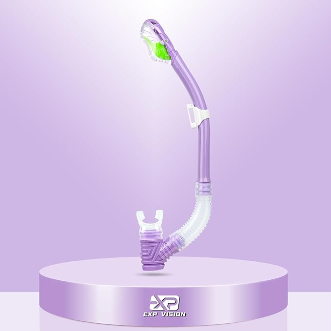 Dry Snorkel for Kids, Ultimate Snorkel Tube for Snorkeling, Freediving & Swimming, Easy-Breath Technology, Top-Mounted Dry Valve & Food-Grade Silicone Mouthpiece-StrideForce Fitness