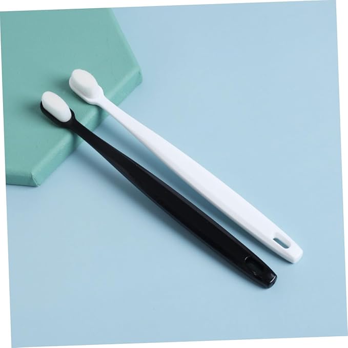 2Pcs Soft Bristle Toothbrush for Adults Sensitive Gum Care Ergonomic Handle Gentle Cleaning for Home and Travel Couples White and Black