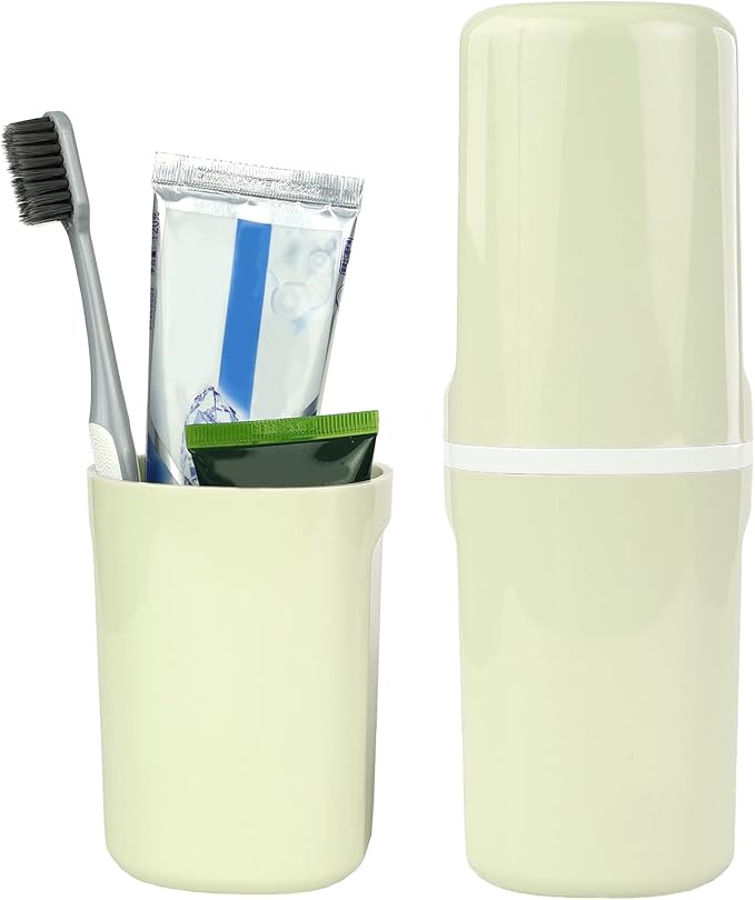 Surblue Travel Toothbrush Case Detachable Toothbrush Holder with Cover Portable Toothbrush Container for Vacation Camping Dorm Bathroom,Green